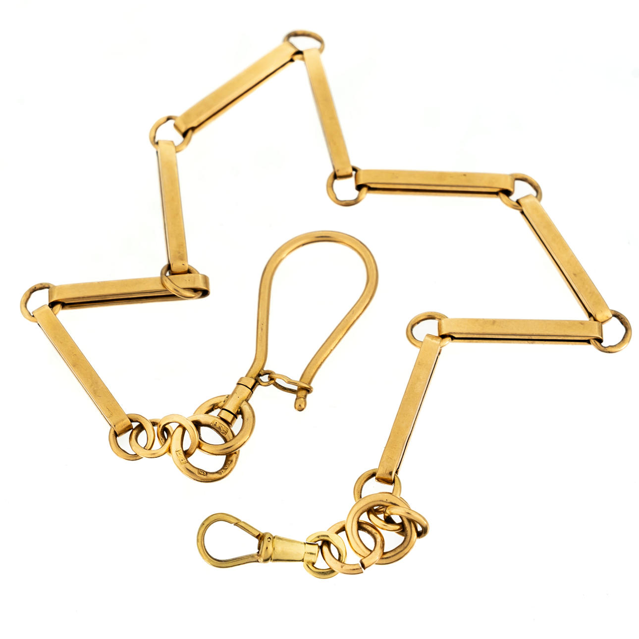 KLOCKKEDJA. 18K Guld 1900-tal.