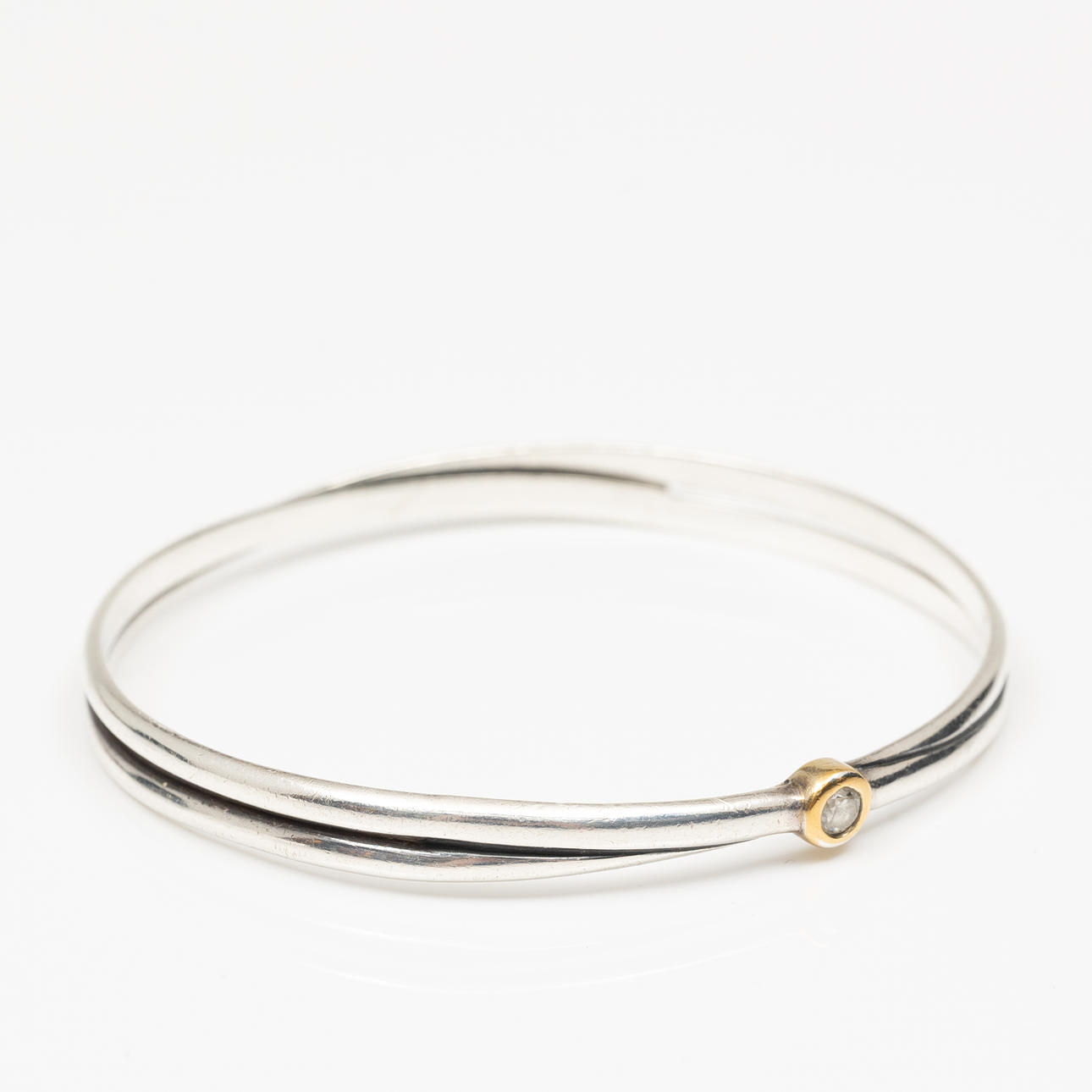 BANGLE, Sterling Silver, Cubic Zirconia.