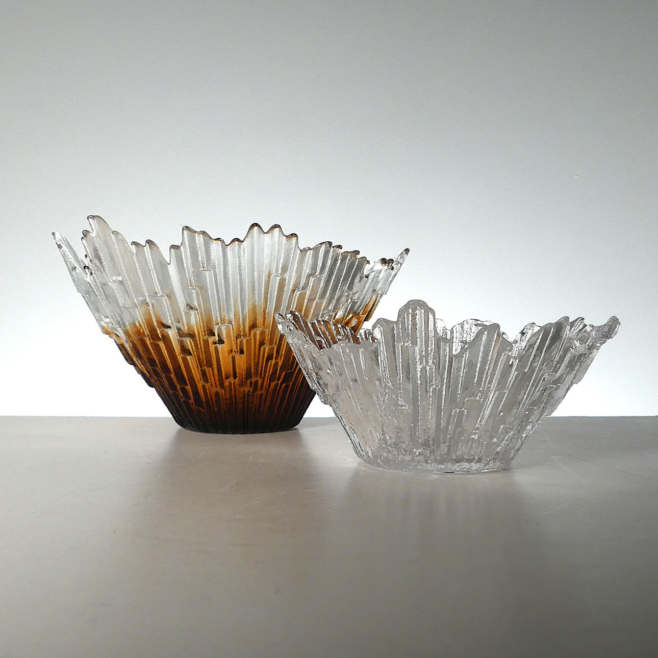 TAUNO WIRKKALA. skålar, glas, två st, "Revontulet / Norrsken", Humppila Finlad.