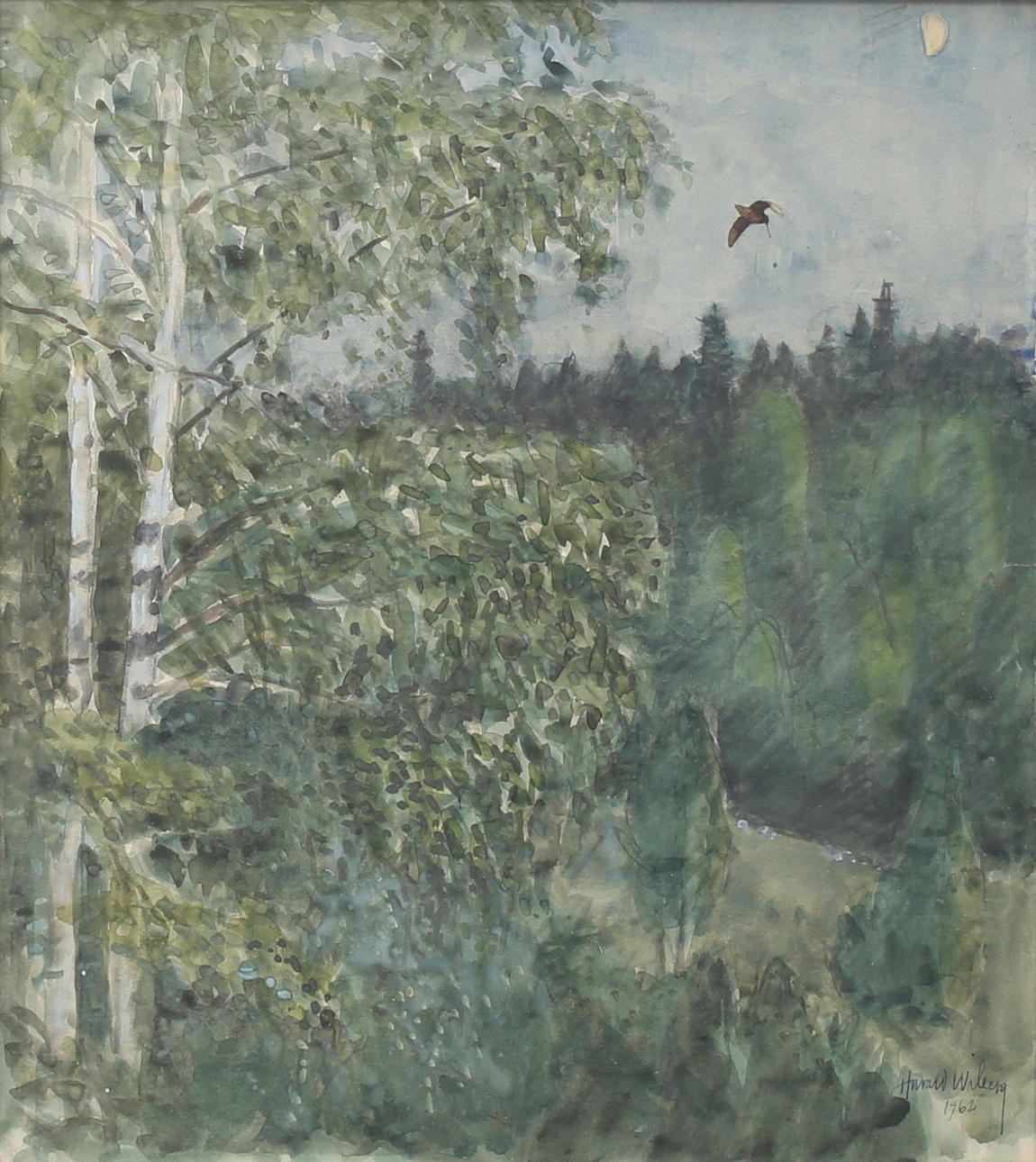 HARALD WIBERG. Landskap. Akvarell, signerad och daterad 1962.