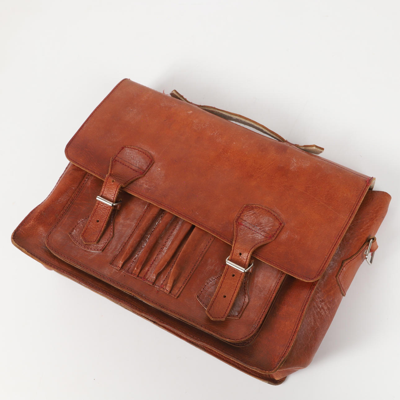 A leather briefcase, 20th century.