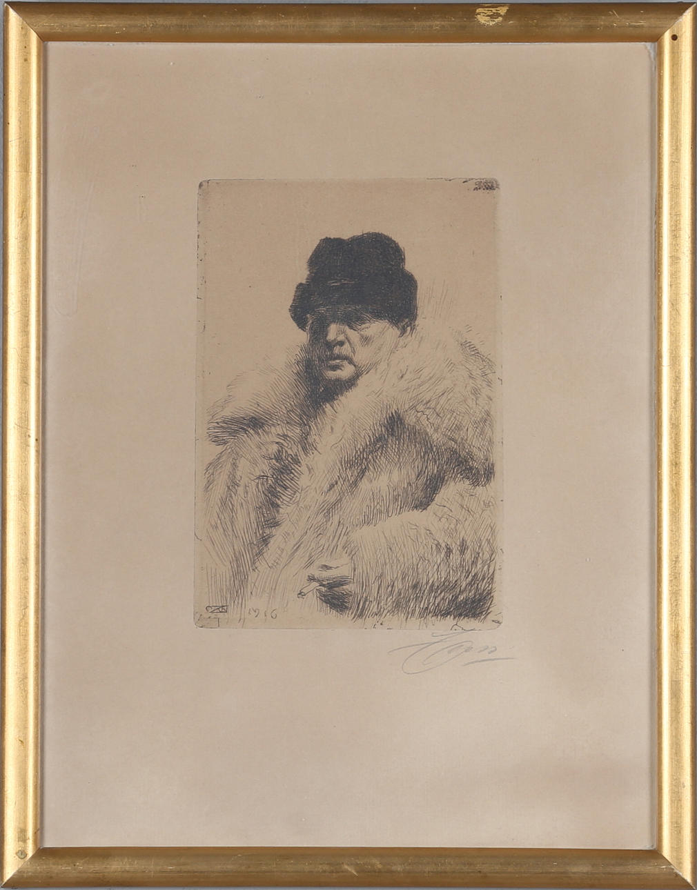 ANDERS ZORN. etsning, signerad i blyerts.