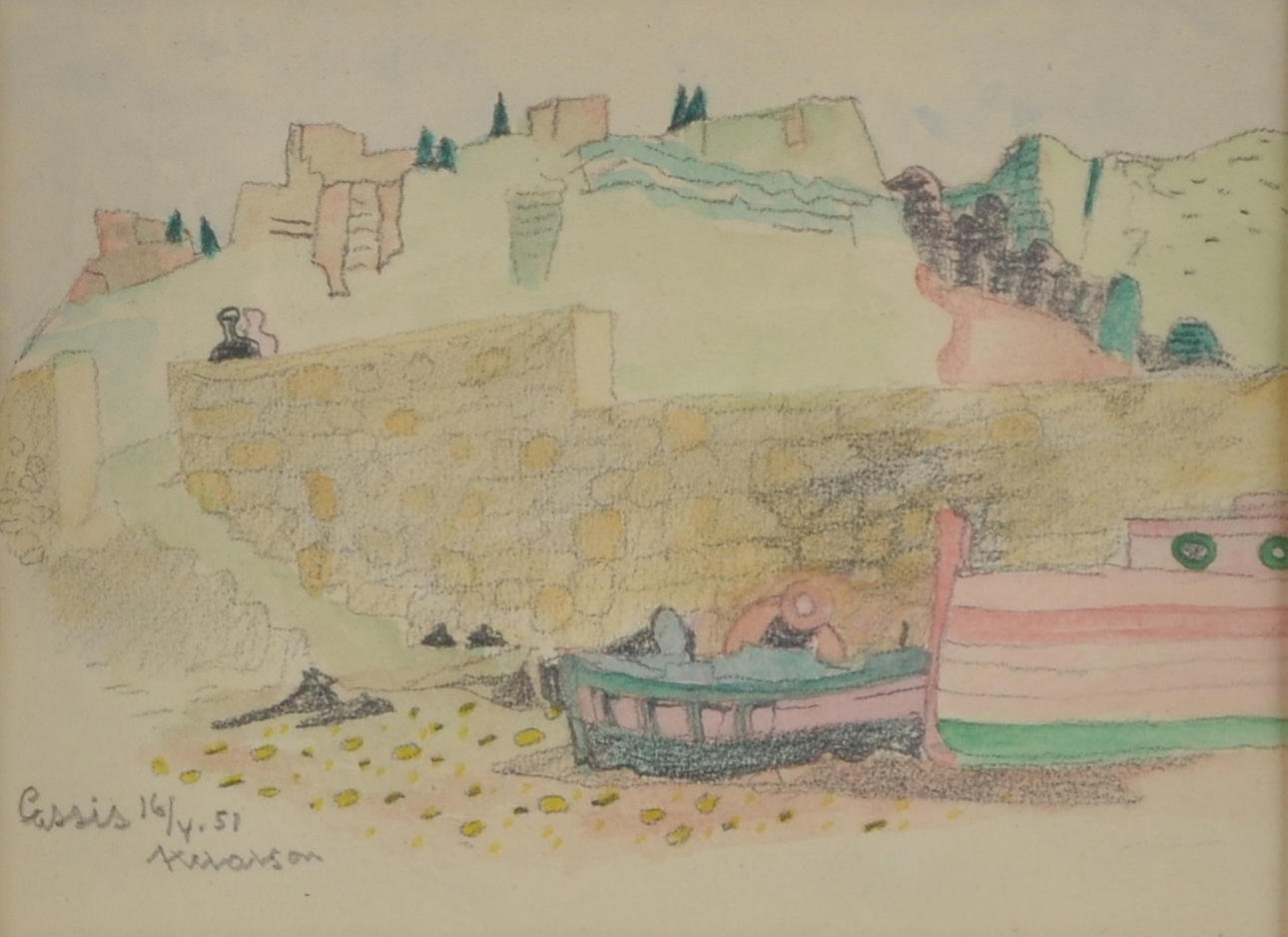 AXEL OLSON. Blyerts och pastell.