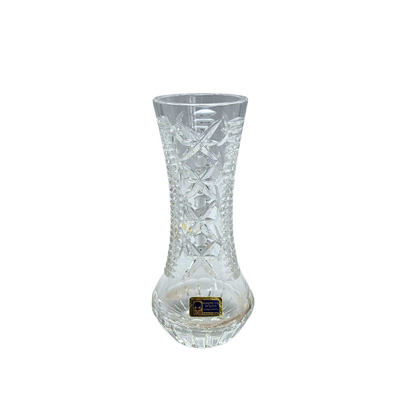 LEAD CRYSTAL VASE - LUSATIAN, HAND CUT.