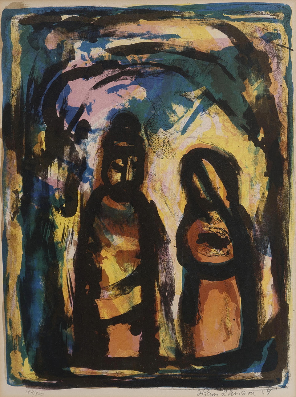 HANS LARSSON. FIGURATIVE COMPOSITION, 1954.