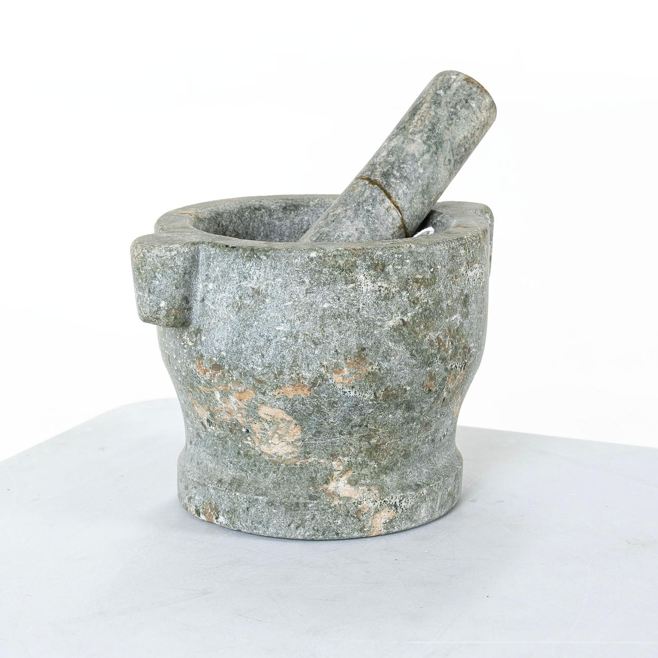 MORTEL, with pestle, large, charcoal marble.