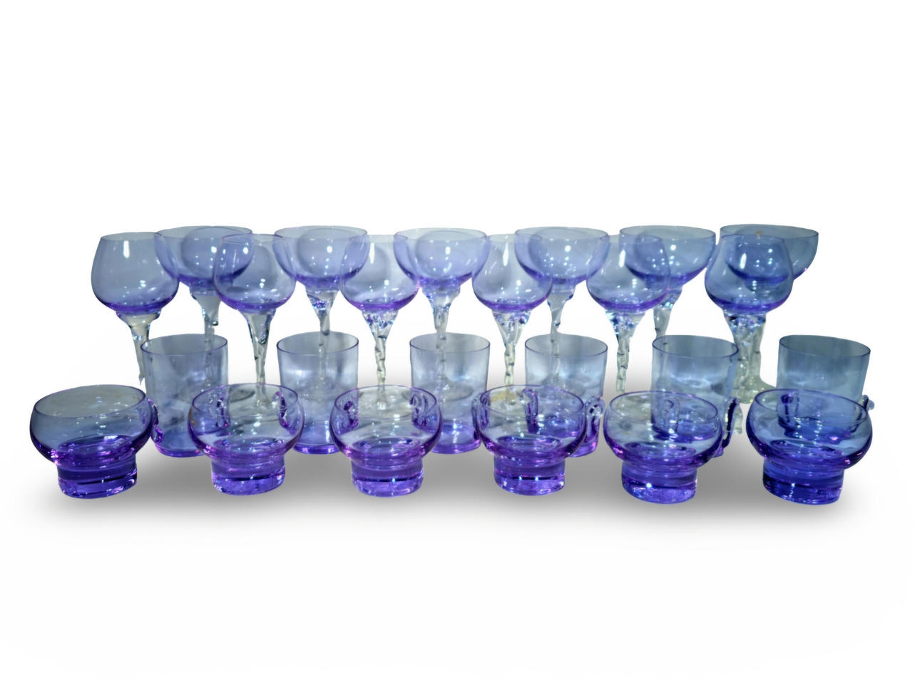 24-piece glassware in a violet tone.