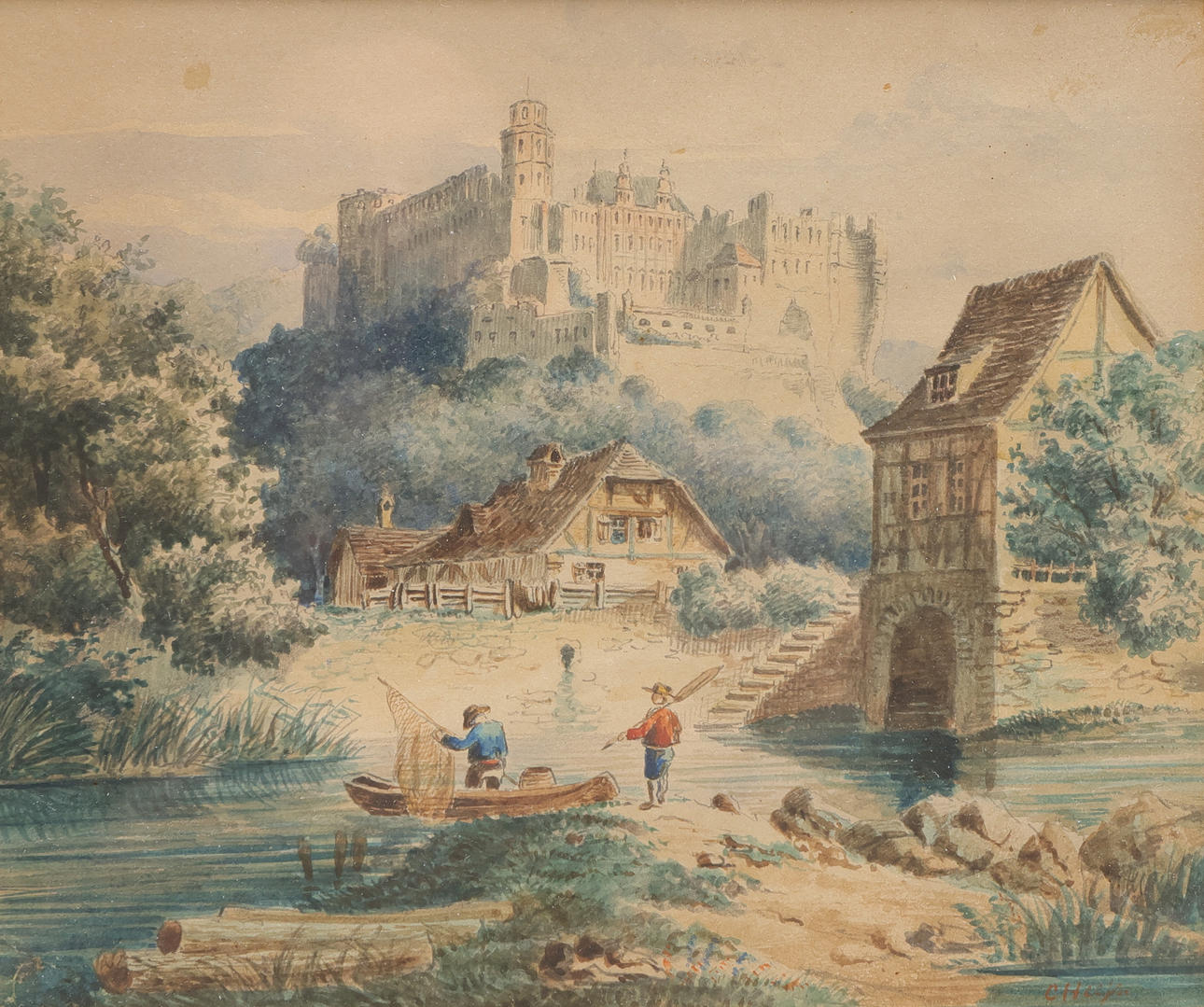 OIDENTIFIERAD KONSTNÄR. watercolor on paper, indistinctly signed.