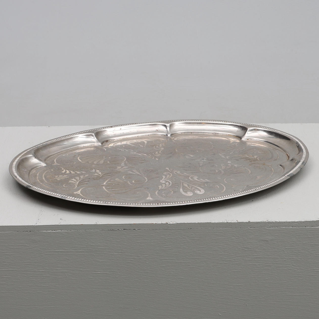 A tray, nickel silver, 20th century.