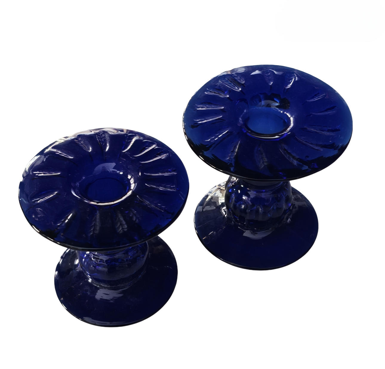 Pair of crystal candle holders.