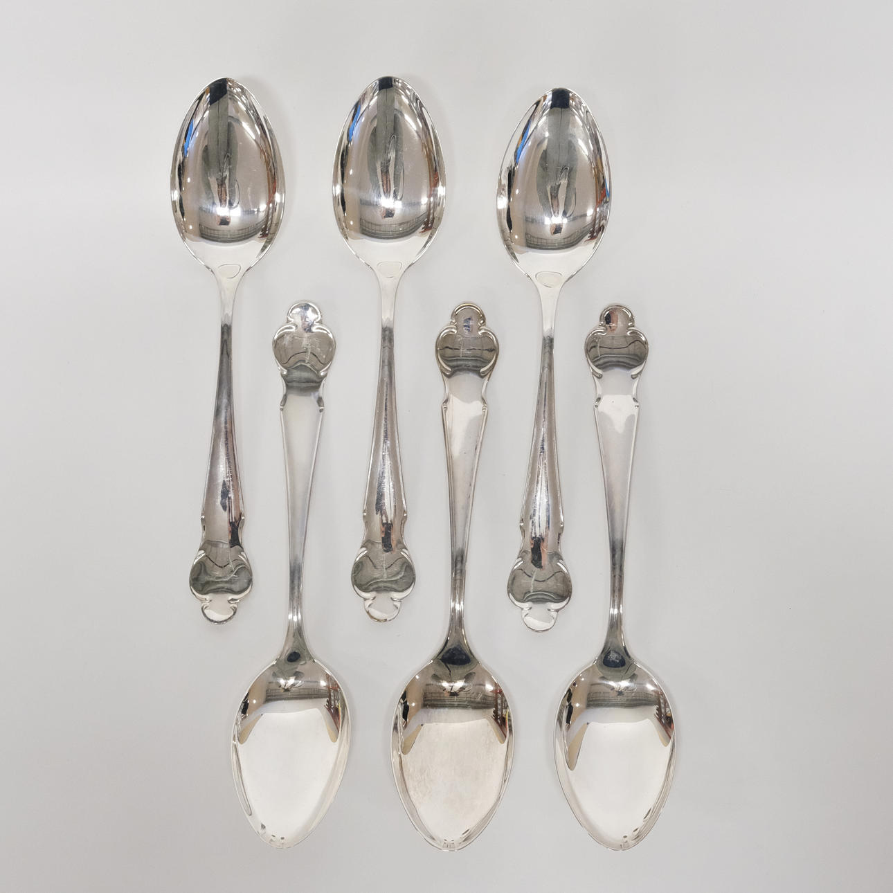 SPOONS, “DISA”, SILVER, SIX PIECES.