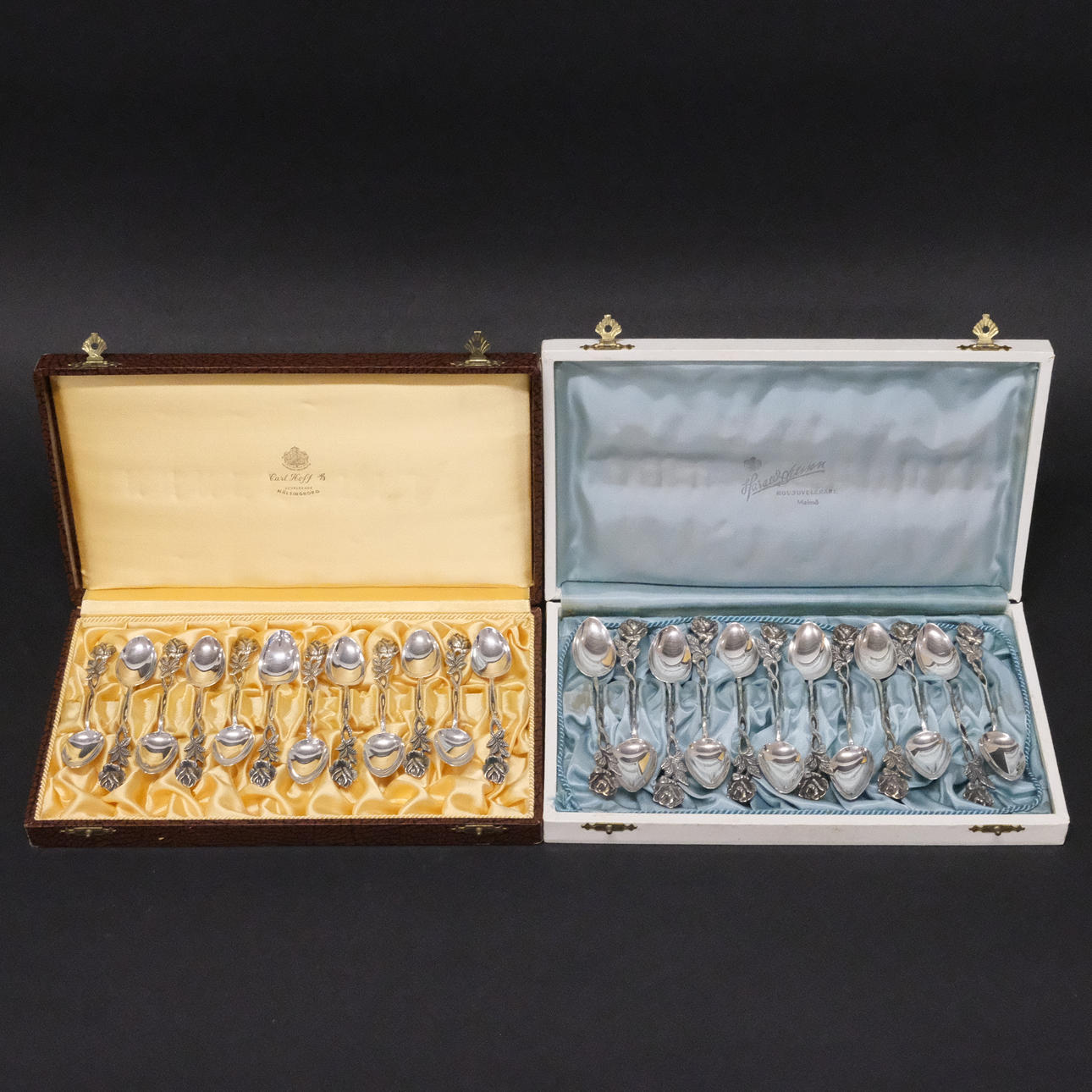 COFFEE AND MOCHA SPOONS, “ROSE”, SILVER, 24 PIECES.