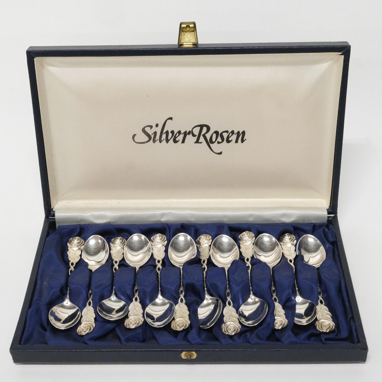 COFFEE SPOONS, “ROSE”, SILVER, 12 PIECES.