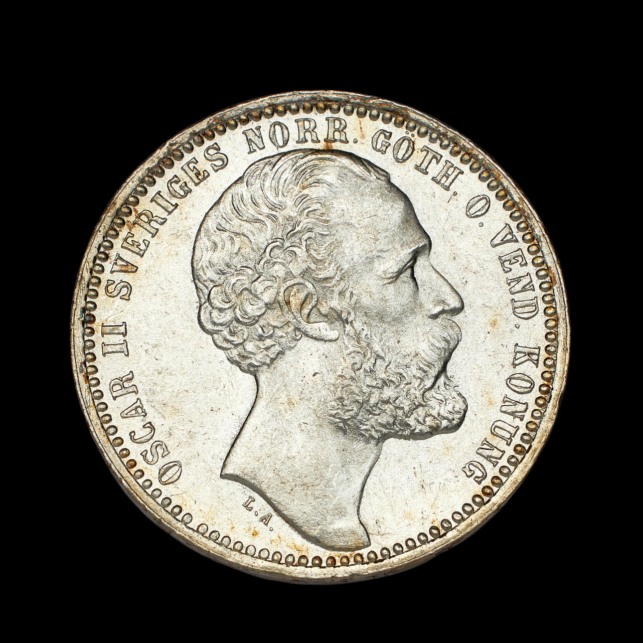 SILVERMYNT, Oscar II 1 riksdaler, 1873.