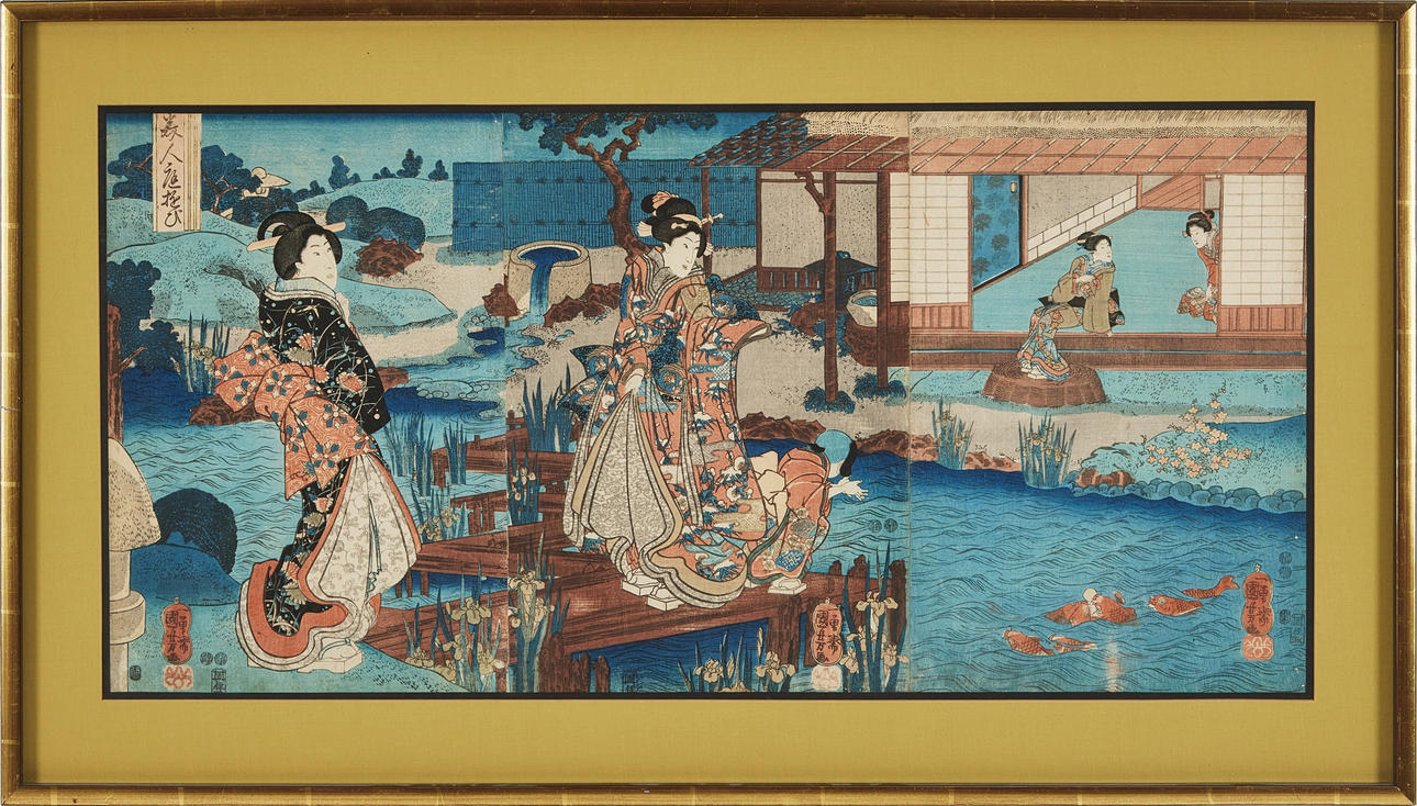 UTAGAWA KUNIYOSHI. TRÄSNITT, tre stycken, samramade.