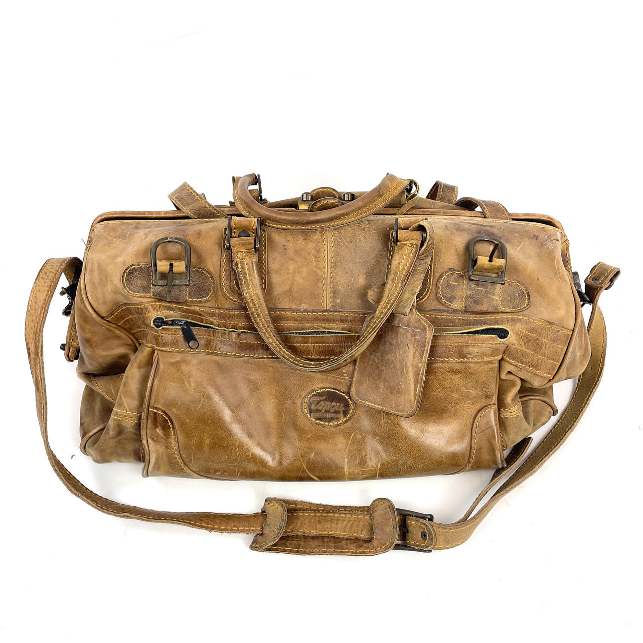 WEEKEND BAG. Leather, Topcu, 20th century.
