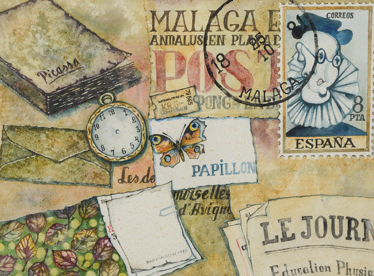 BO ERIKSSON. Composition, watercolour, signed, dated 1980.