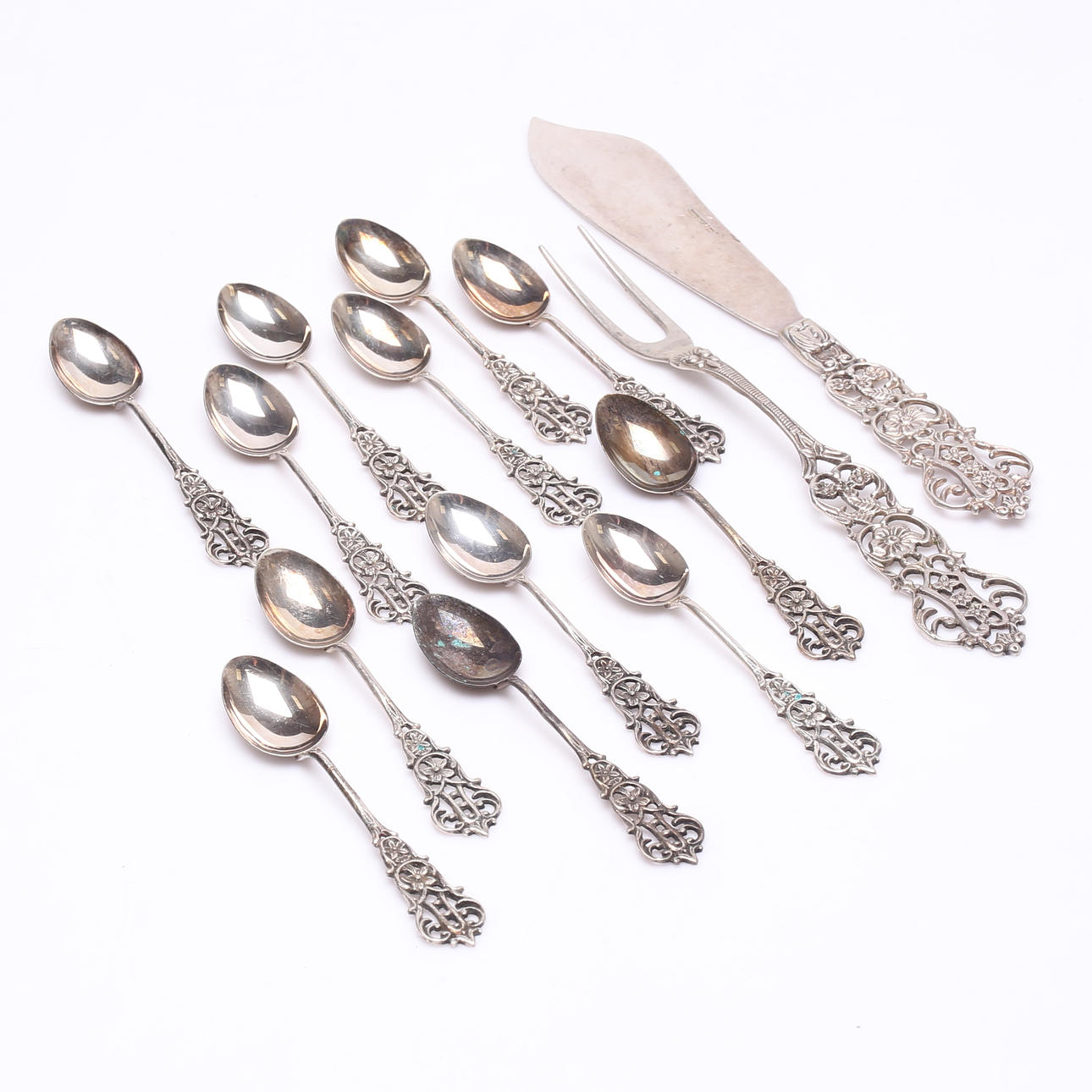 BESTICK, silver, 14 delar, silver, vikt ca 162 gram.