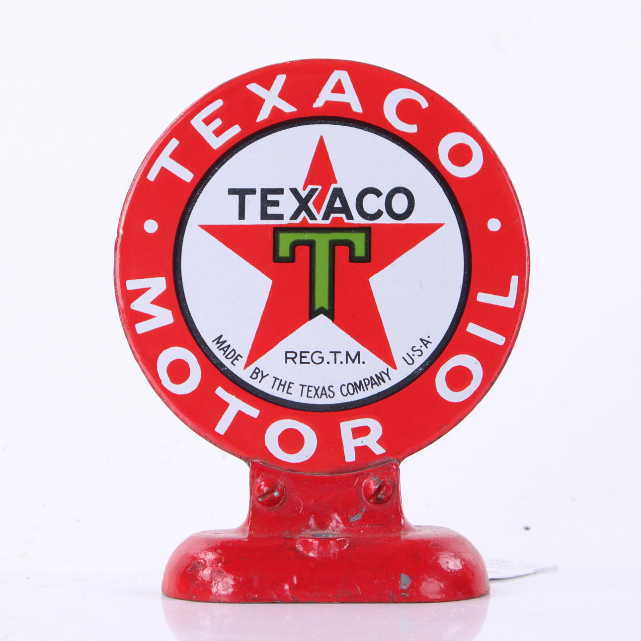 TEXACO, emaljskylt för tapp, 1900-talets första hälft.