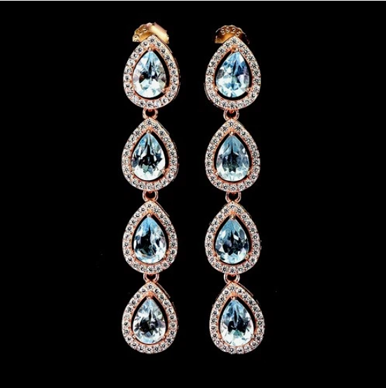 BLUE TOPAZ DROP EARRINGS.