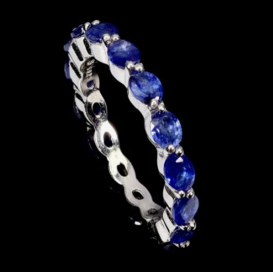 SAPPHIRE SILVER FULL ETERNITY RING.