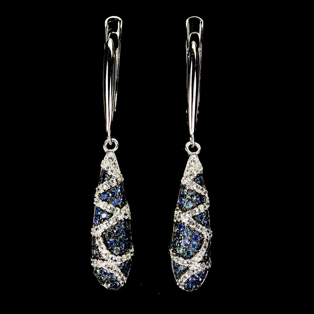 SILVER SAPPHIRE EARRINGS.