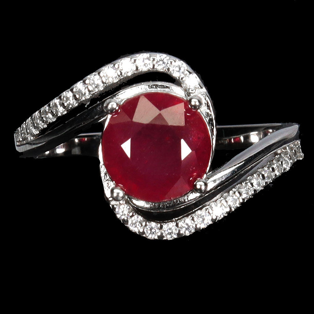 SILVER RUBY SET RING.