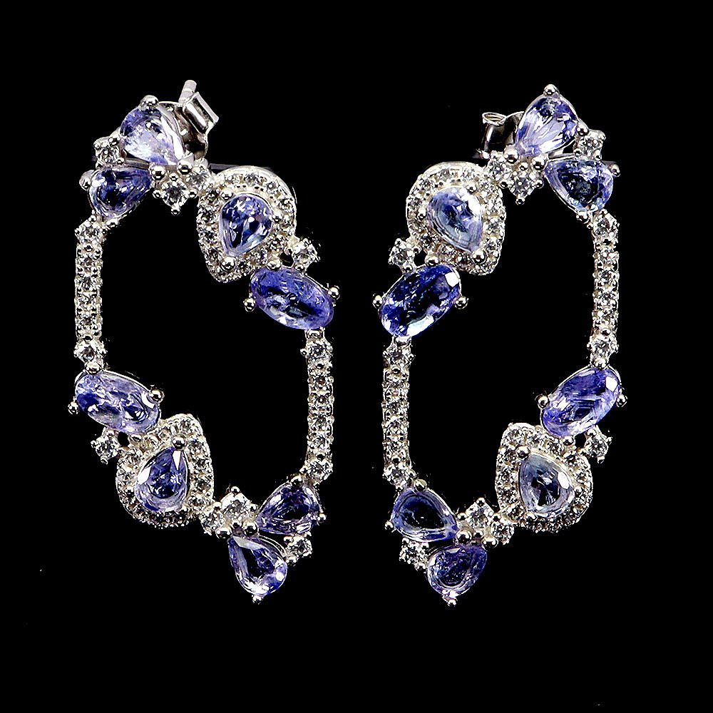 TANZANITE SILVER EARRINGS.