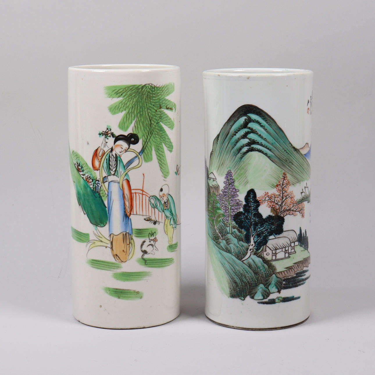 BRUSH VASES, China, porcelain, 2 pcs.