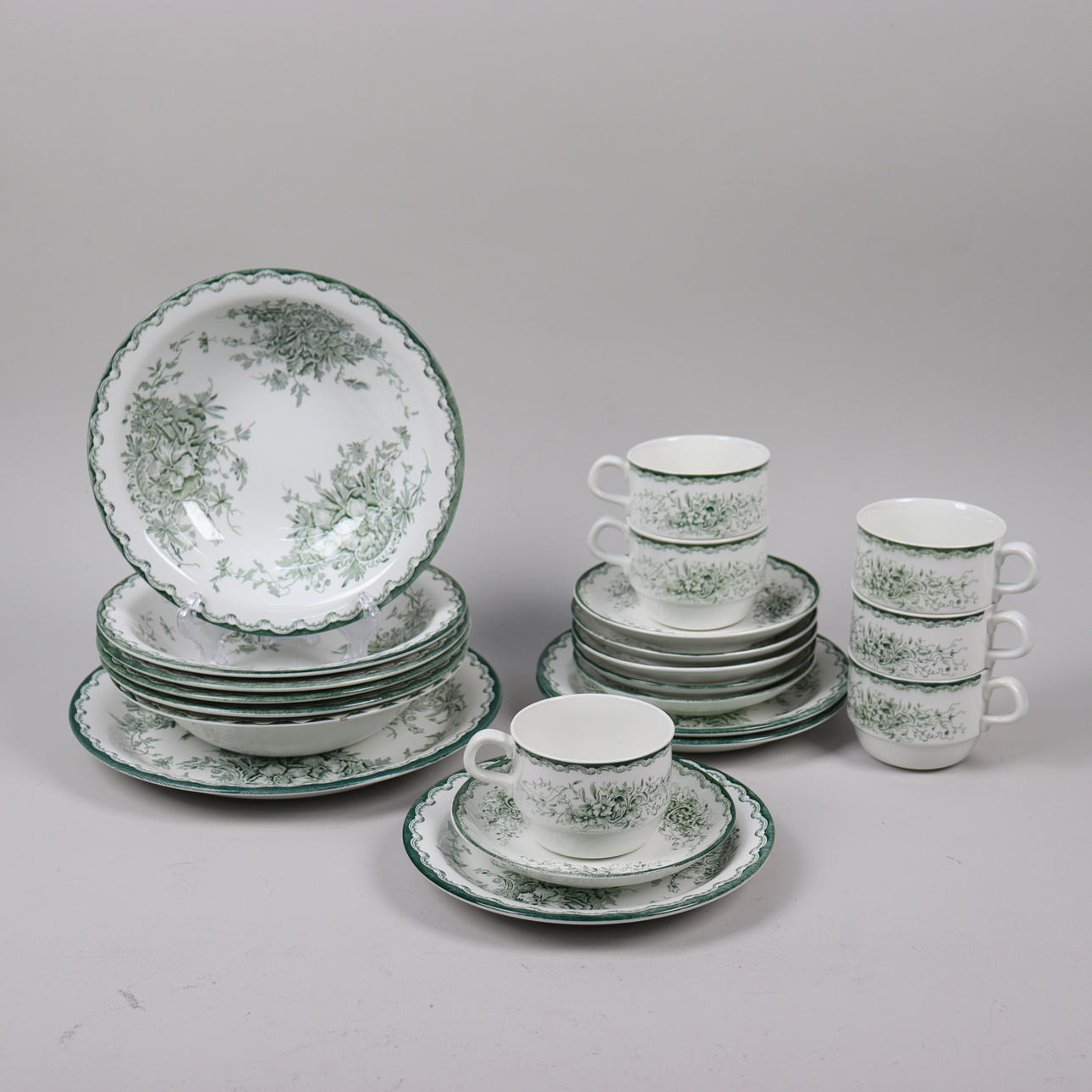 SERVISDELAR, "Gröna Anna", Rörstrand, 22 delar.