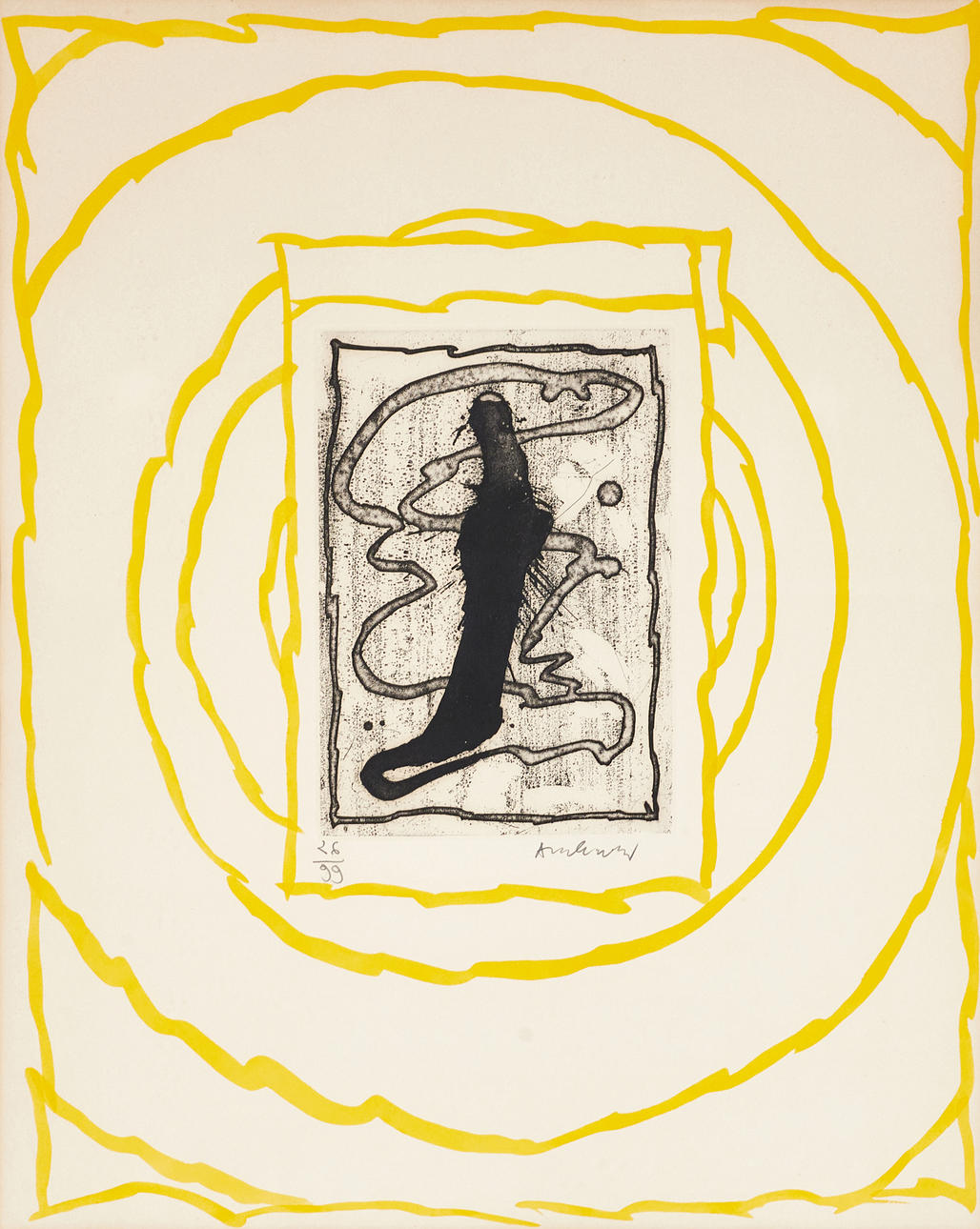 PIERRE ALECHINSKY. Composition, signed and numbered Alechinsky 29/99, lithograph in colours.