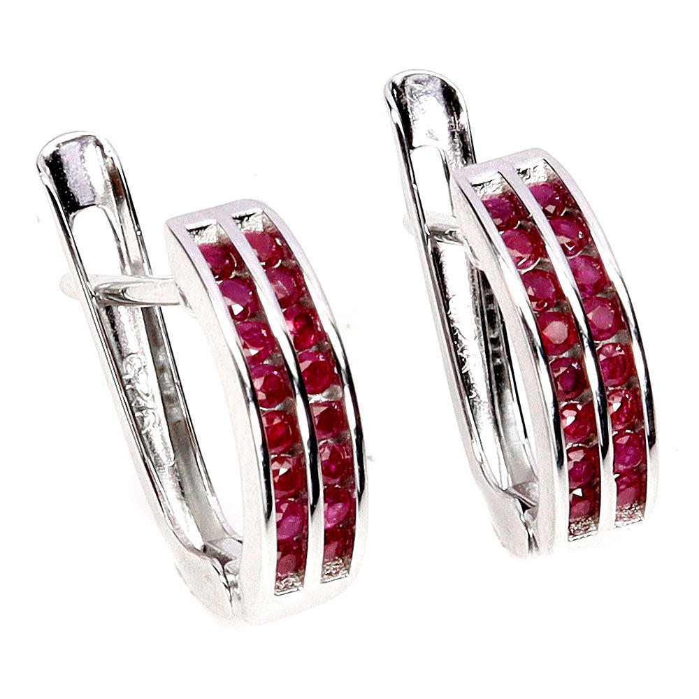 SILVER RUBY EARRINGS.
