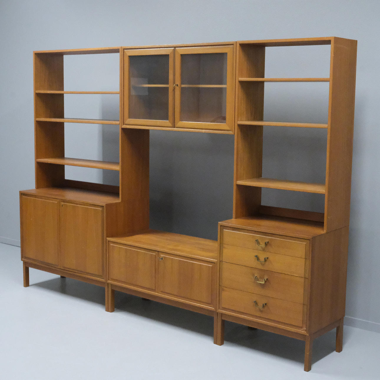 BOOKCASE, TEAK, THREE SECTIONS.
