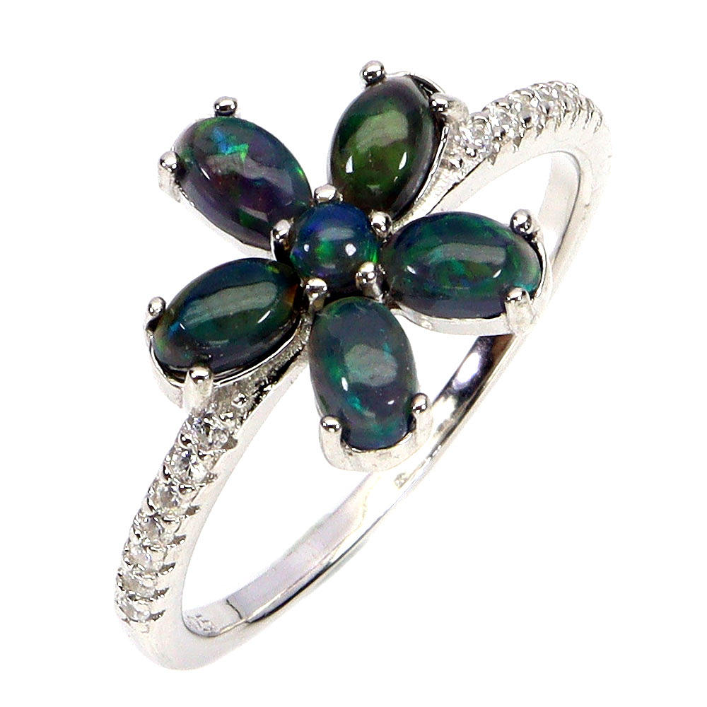 BLACK OPAL SILVER RING.