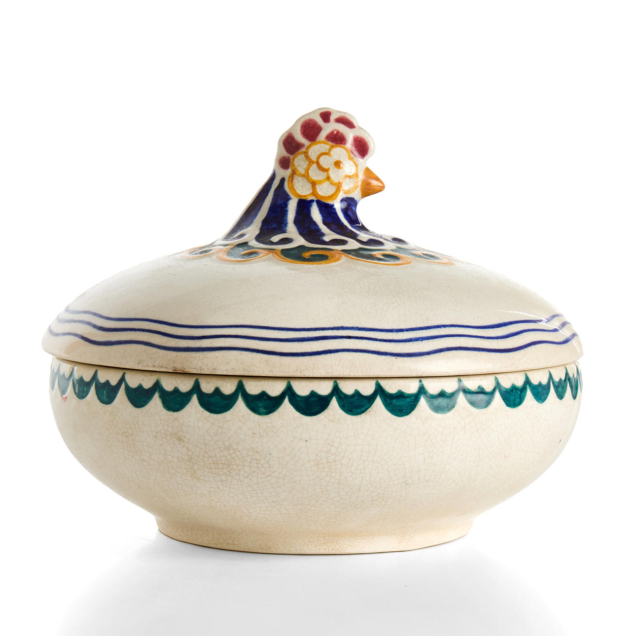 ALF WALLANDER. Egg tureen with insert, Rörstrand, earthenware, early 20th century.