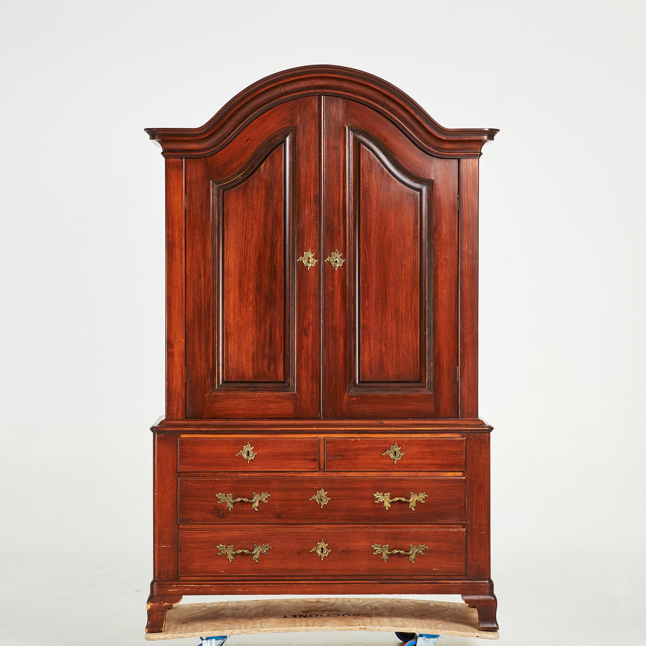 CABINET, 20th century, two-part, arched crest.