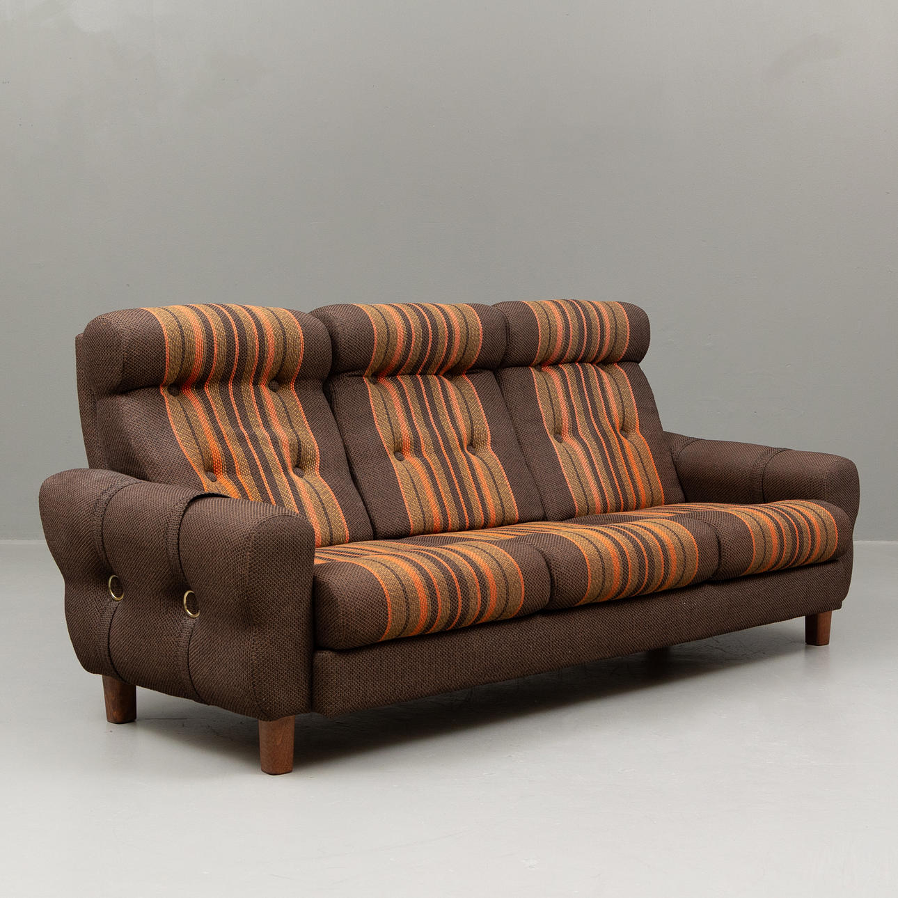 Sofa, 3-seater, striped upholstery, 1970s.