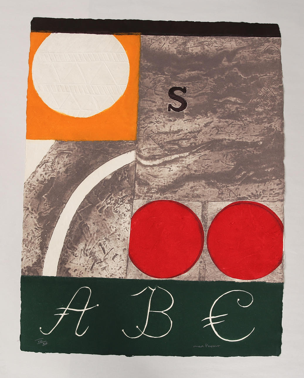 MAX PAPART. Etching, on rice paper, composition, numbered 7/15 signed.