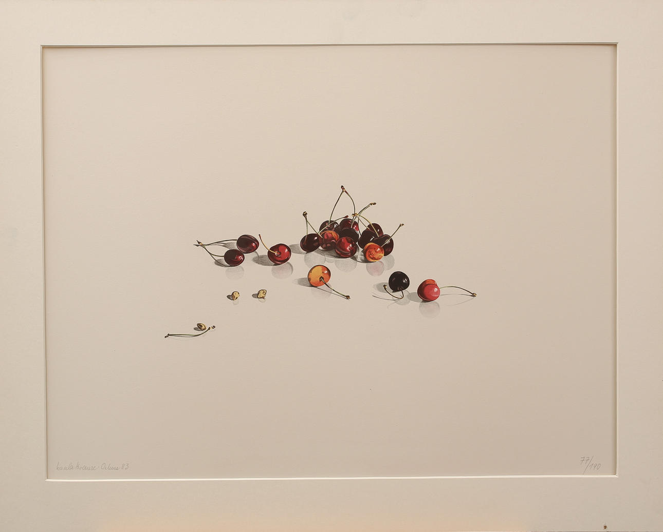 URSULA KRAUSE OEHME, lithograph in colours, cherry, signed, dated-83.