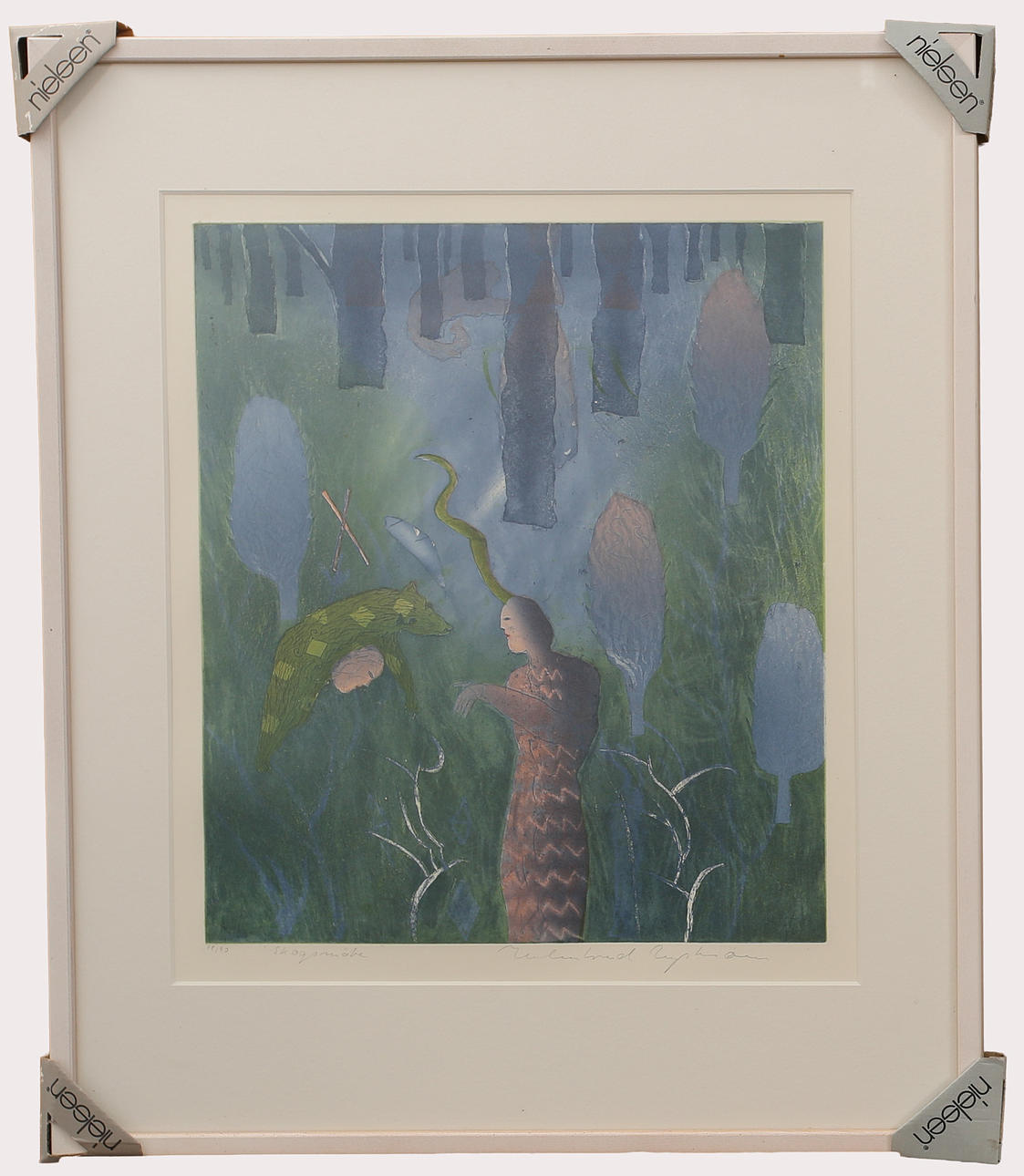 HELMTRUD NYSTRÖM. Color etching. “Forest meeting” numbered 78/90, signed.