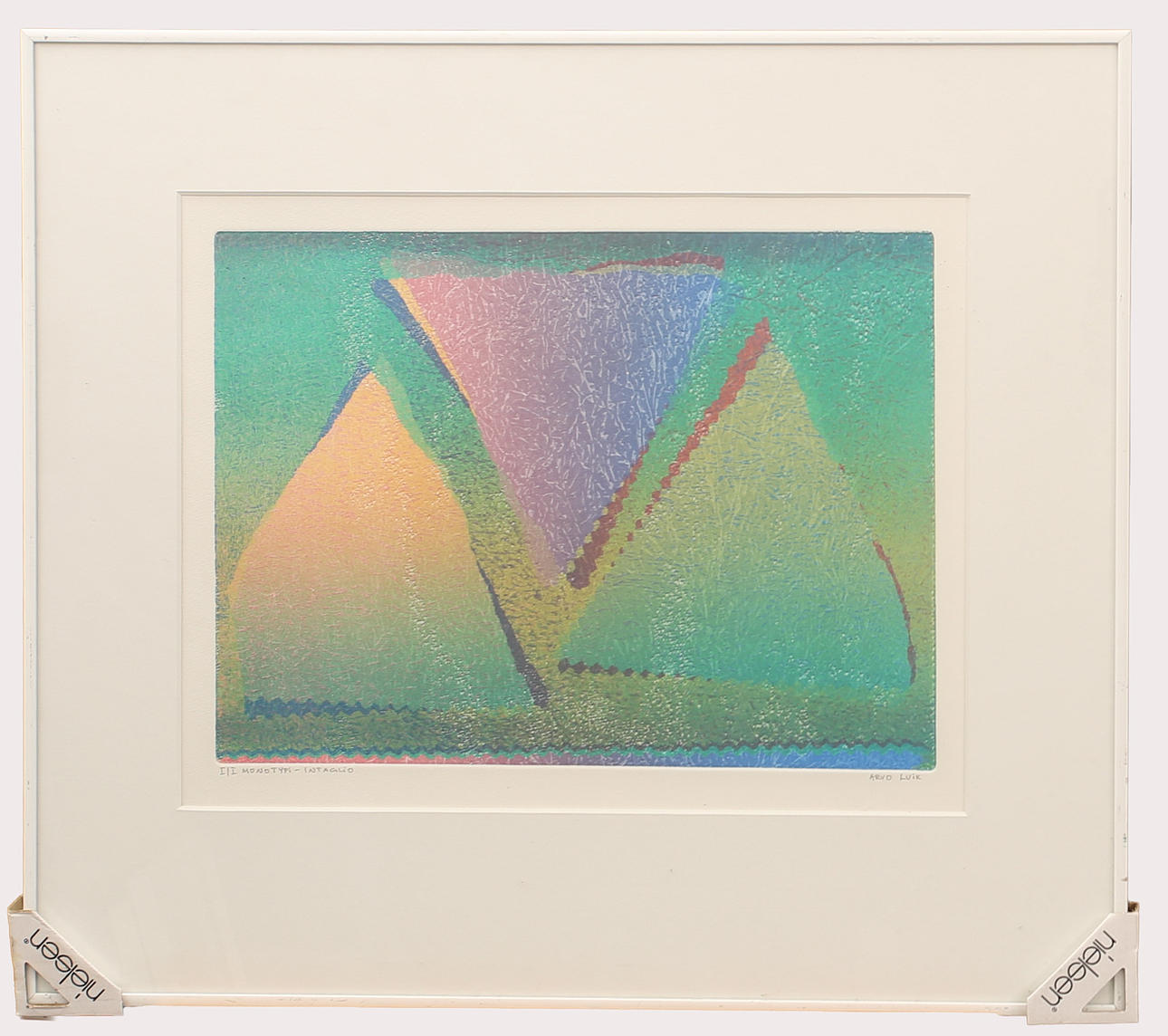 ARVO LUIK 1949-. Colour etching, composition, I/I, monotypy, Intaglio, signed.