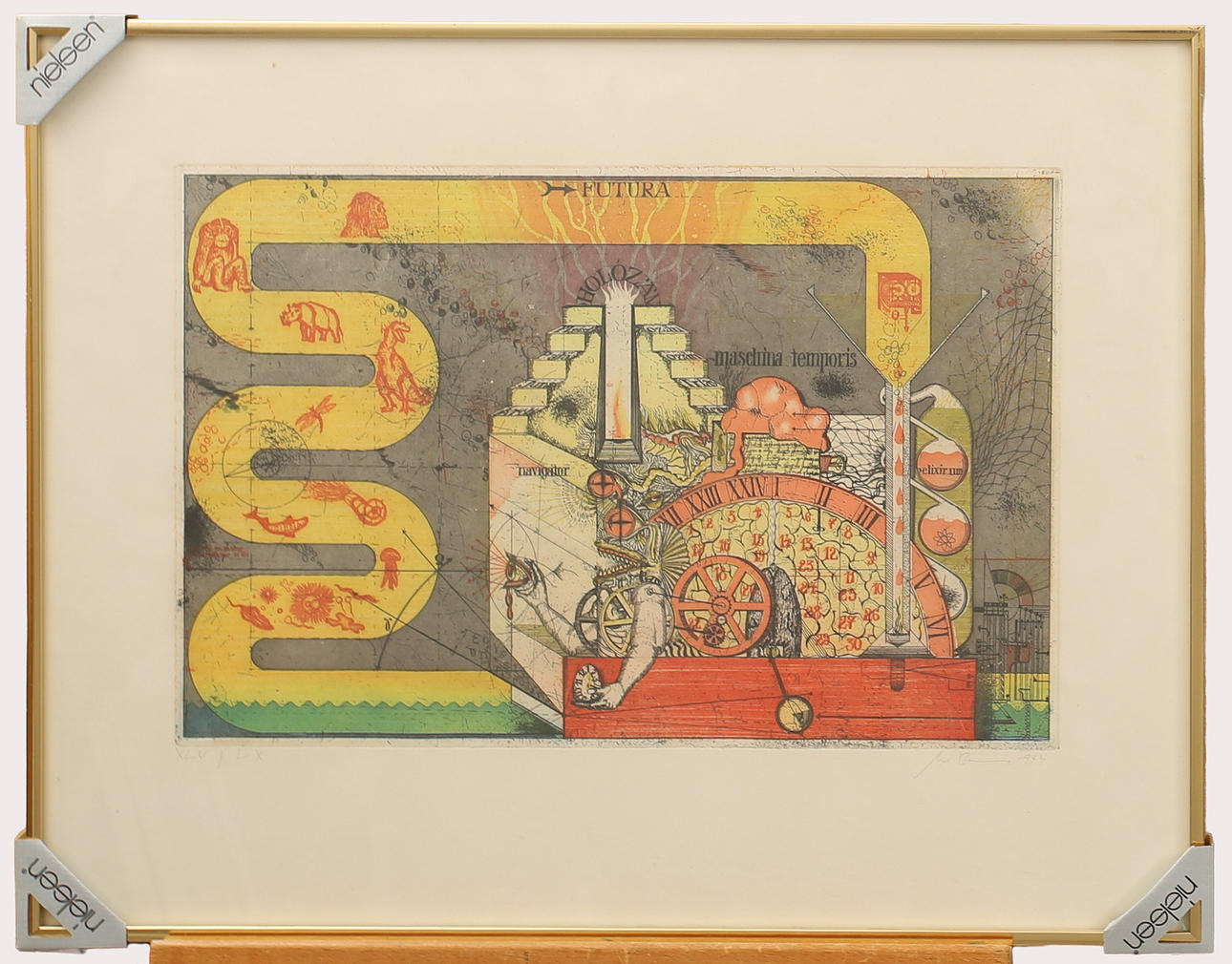 UWE BREMER. Colour etching “Futura” numbered, signed. dated 1974.