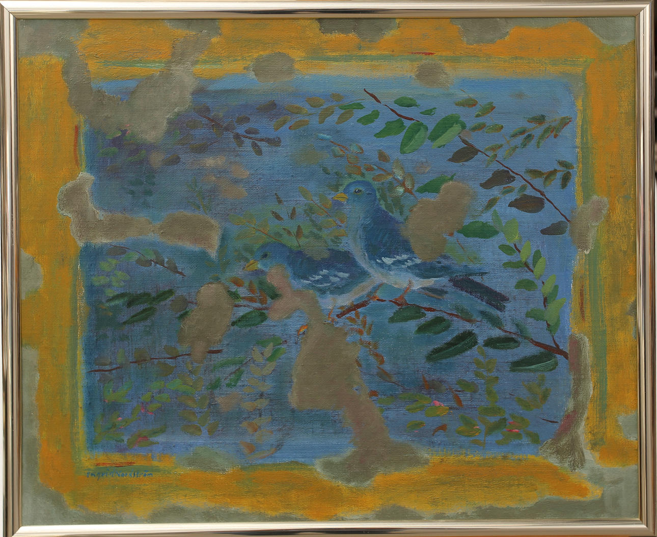 INGRID NORDSTRÖM. Oil on canvas, “Two blue”, signed.