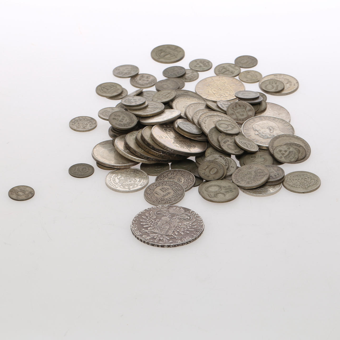 MYNT, 40-90% silver, mestadels Sverige 1900-tal.