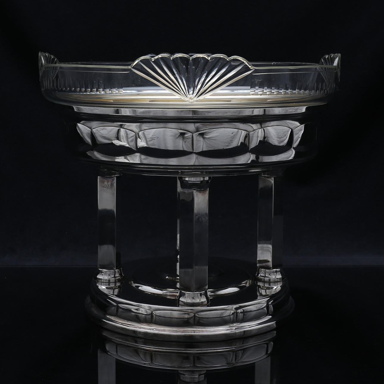 NYSILVERSKÅL MED GLASINSATS, GAB, 1900-talets första hälft.