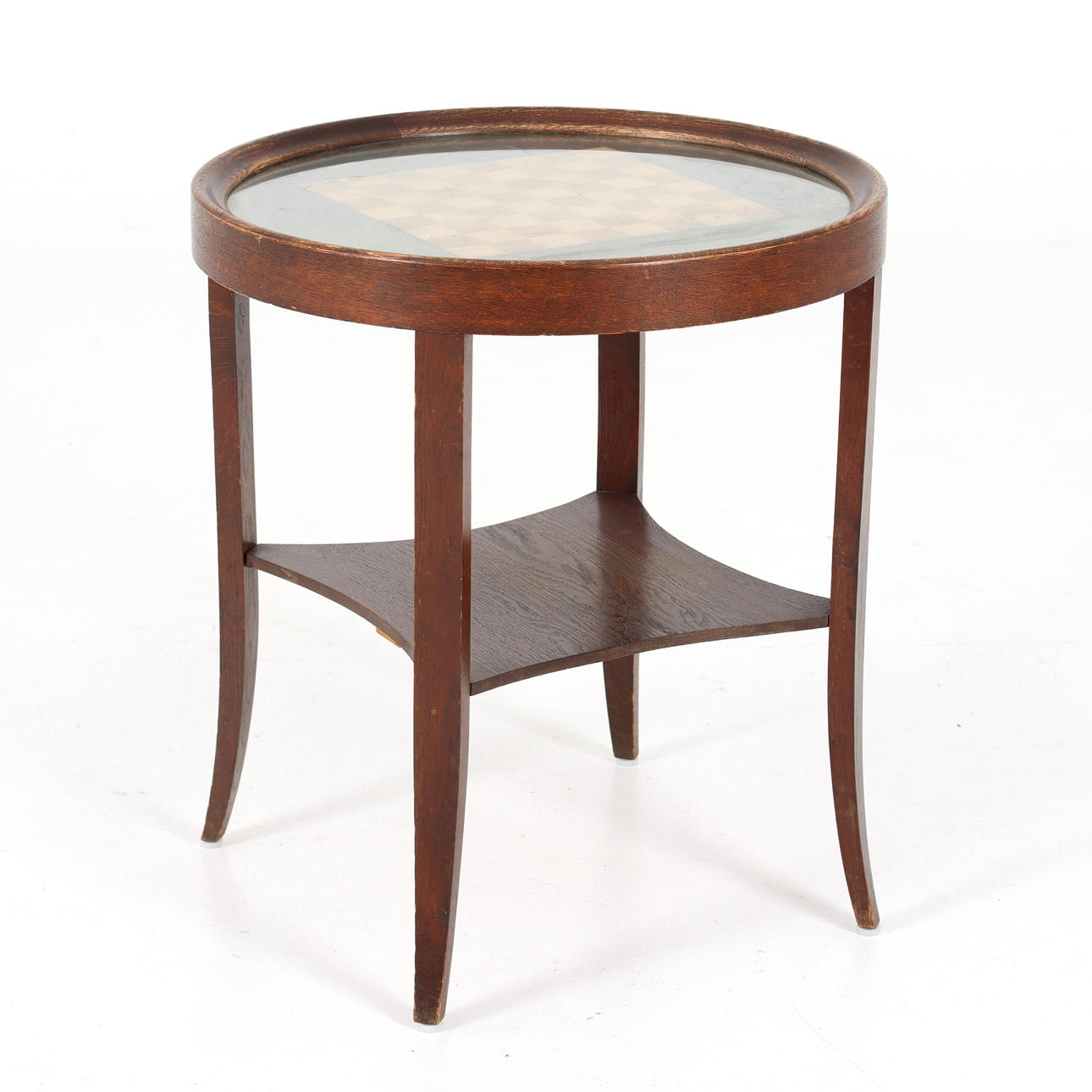 SMOKING TABLE, intarsia decor with chess pattern, 1920/30's.