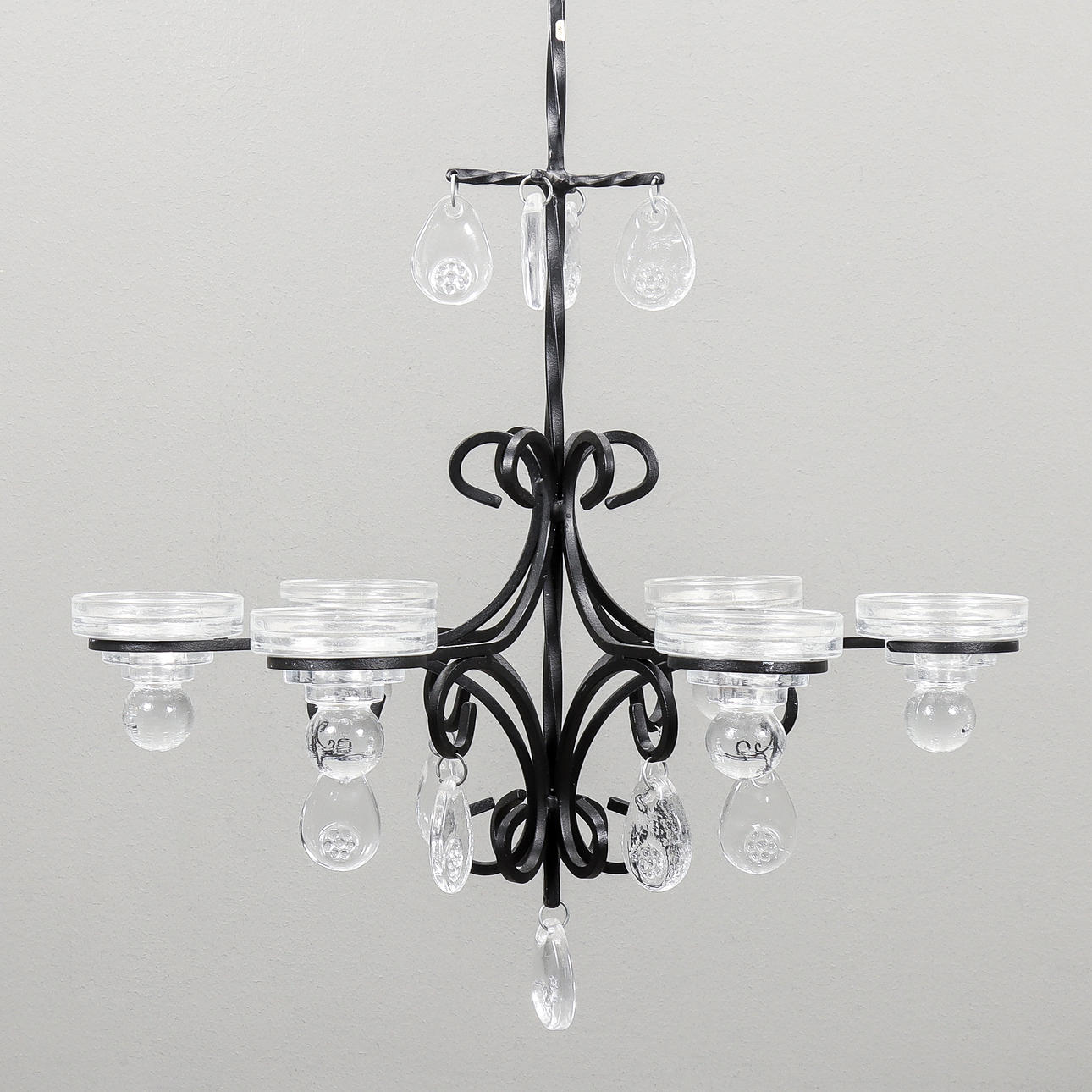 CHANDELIER wrought and glass.