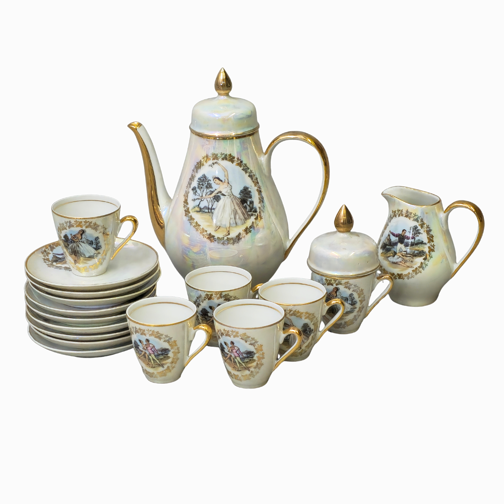 CAPEANS 60S COFFEE SET, DECORATED WITH CLASSICAL BALLET SCENES.
