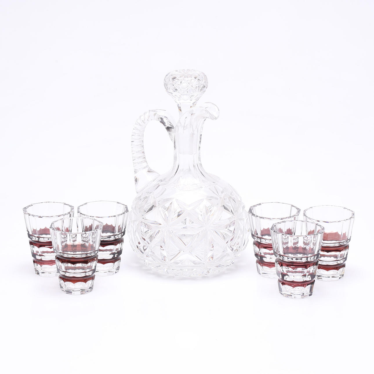 KARAFF samt GLAS, 7 delar, 1900-tal.