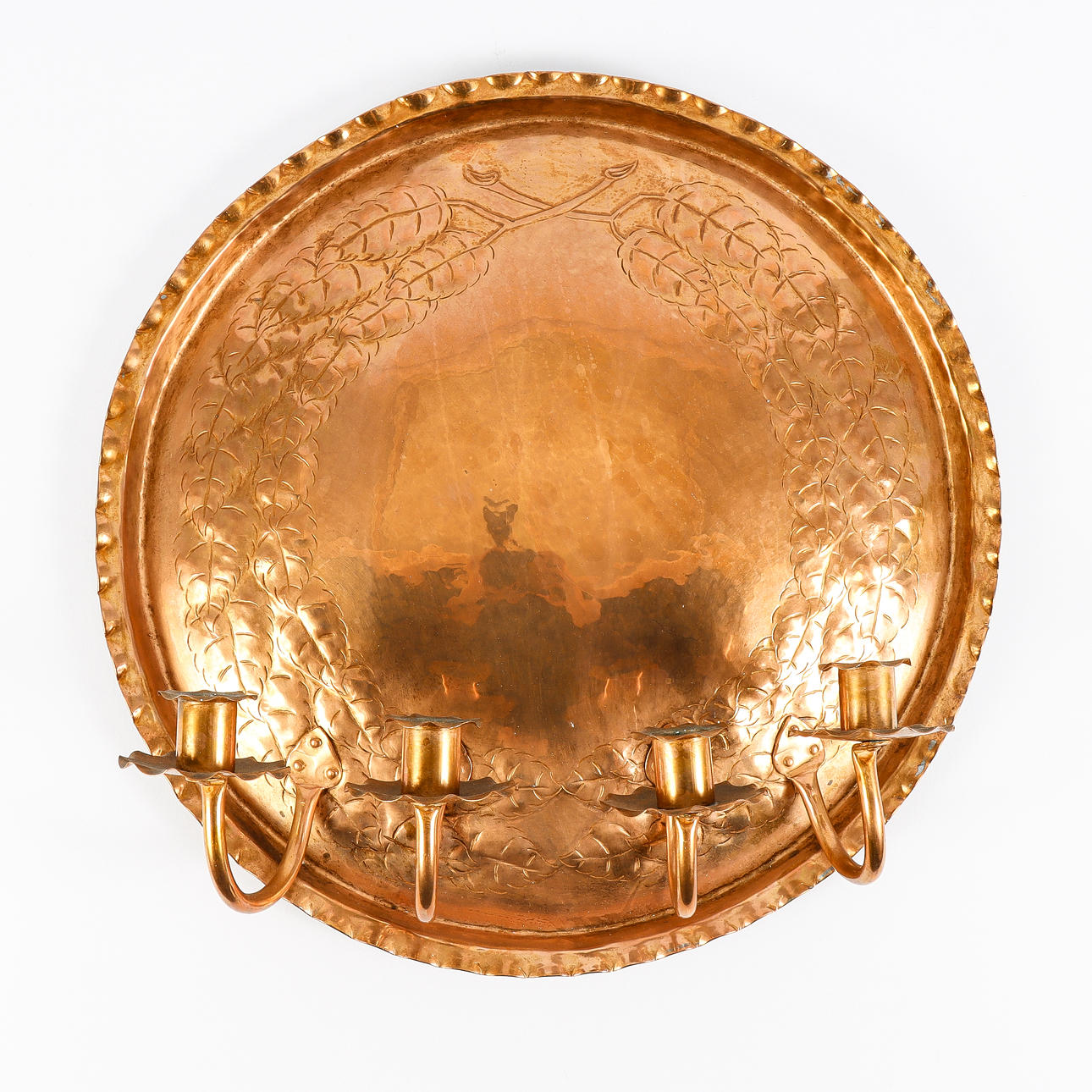 A copper candlestick, for 4 candles, 20th century.